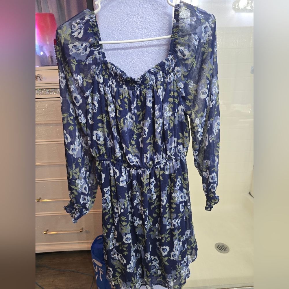 Floral Sheer Long Sleeve Dress